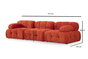 Belgin Bubblig Divansoffa 3-sits med utfällbara armstöd och ryggstöd - Röd - Möbler - Vardagsrum - Soffor - Modulsoffor - Komplett modulsoffa