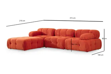 Belgin Bubblig Divansoffa 3-sits med utfällbara armstöd och ryggstöd - Röd - Möbler - Vardagsrum - Soffor - Modulsoffor - Komplett modulsoffa