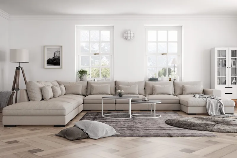 Dubai Stor U-modulsoffa Byggbar med Divan Höger Extra Djup - Ljus / Beige - Möbler - Vardagsrum - Soffor - Modulsoffor - Komplett modulsoffa