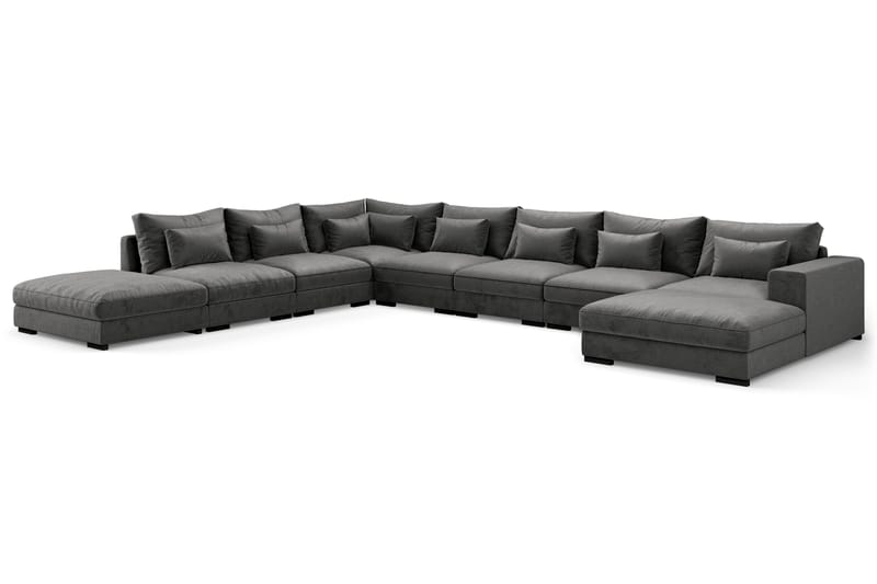 Dubai Stor U-modulsoffa Large med Divan Höger Sammet Extra Djup - Mörkgrå - Möbler - Vardagsrum - Soffor - Modulsoffor - Komplett modulsoffa