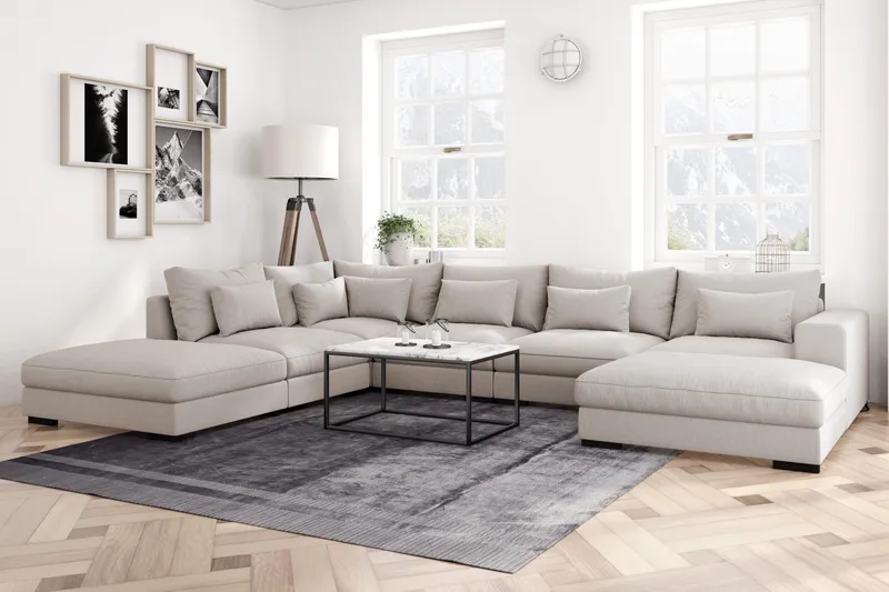 Dubai Stor U-modulsoffa med Divan Höger 432 cm - Beige - Möbler - Vardagsrum - Soffor - Modulsoffor - Komplett modulsoffa