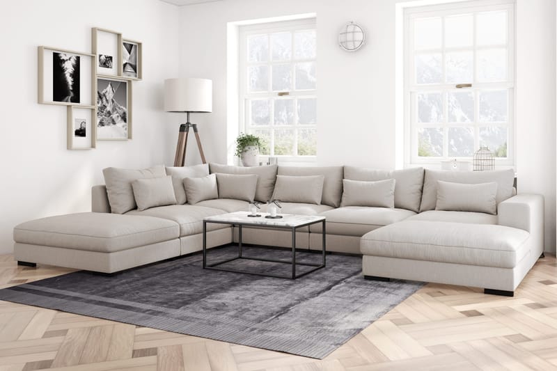 Dubai Stor U-modulsoffa med Divan Höger 432 cm - Beige - Möbler - Vardagsrum - Soffor - Modulsoffor - Komplett modulsoffa