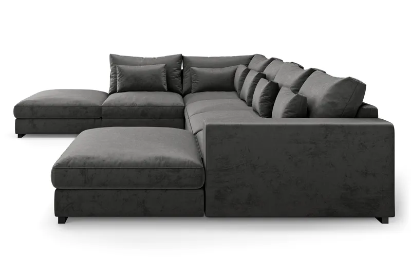 Dubai Stor U Soffa modul med Divan Höger Sammet Extra djup - Mörkgrå - Möbler - Vardagsrum - Soffor - Modulsoffor - Komplett modulsoffa