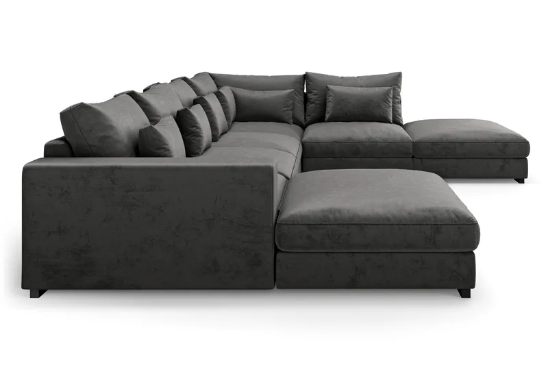 Dubai Stor U Soffa modul med Divan Vänster Sammet Extra djup - Mörkgrå - Möbler - Vardagsrum - Soffor - Modulsoffor - Komplett modulsoffa