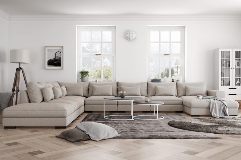 Dubai U-modulsoffa Large med Divan Höger Beige - Möbler - Vardagsrum - Soffor - Modulsoffor - Komplett modulsoffa