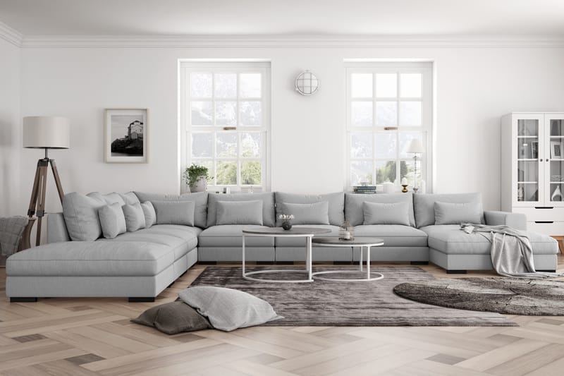 Dubai U-modulsoffa Large med Divan Höger Ljusgrå - Möbler - Vardagsrum - Soffor - Modulsoffor - Komplett modulsoffa