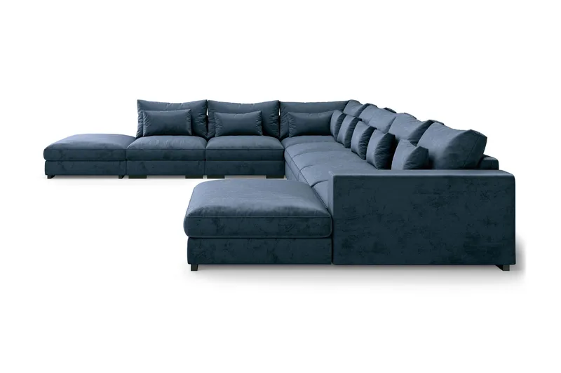 Dubai U-modulsoffa Large med Divan Höger Sammet Extra Djup - Blå - Möbler - Vardagsrum - Soffor - Modulsoffor - Komplett modulsoffa