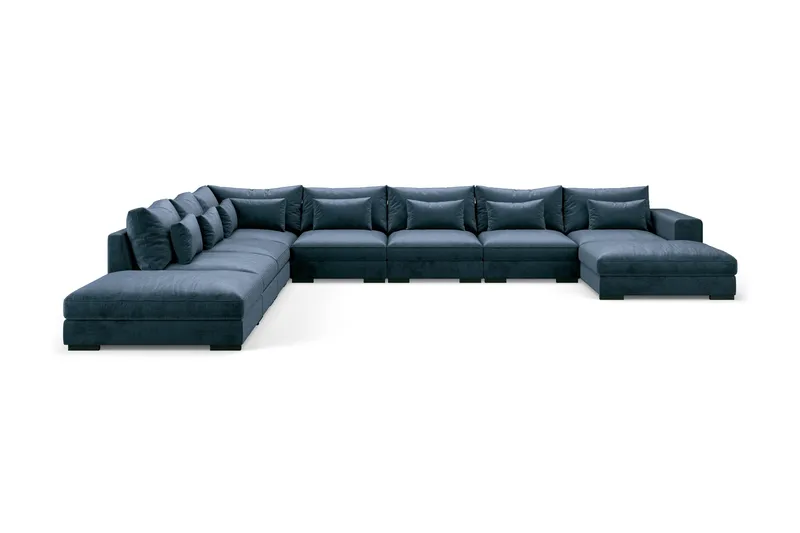 Dubai U-modulsoffa Large med Divan Höger Sammet Extra Djup - Blå - Möbler - Vardagsrum - Soffor - Modulsoffor - Komplett modulsoffa