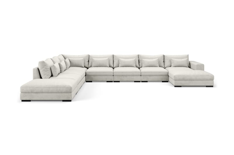 Dubai U-modulsoffa Large med Divan Höger Sammet Extra Djup - Vit - Möbler - Vardagsrum - Soffor - Modulsoffor - Komplett modulsoffa