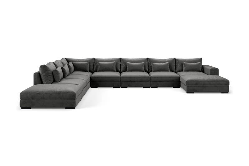 Dubai U-modulsoffa Large med Divan Höger Sammet Mörkgrå - Möbler - Vardagsrum - Soffor - Modulsoffor - Komplett modulsoffa