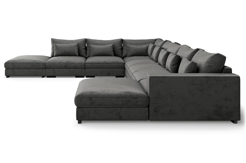 Dubai U-modulsoffa Large med Divan Höger Sammet Mörkgrå - Möbler - Vardagsrum - Soffor - Modulsoffor - Komplett modulsoffa