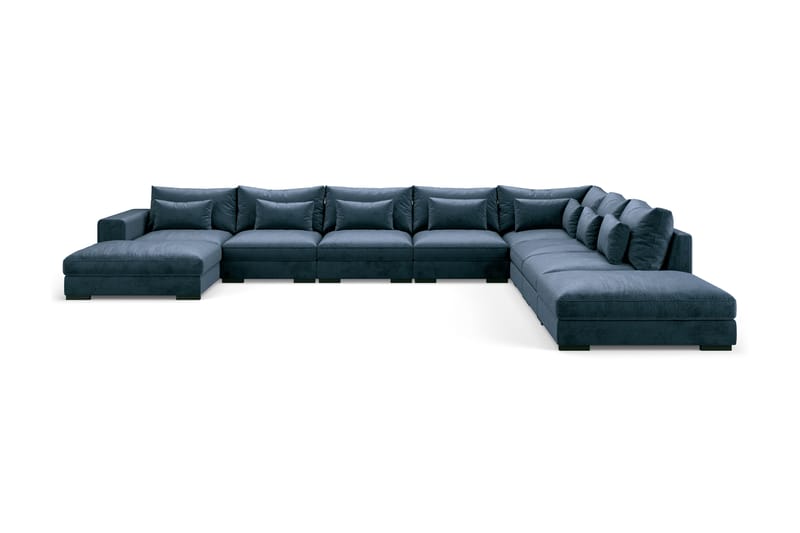 Dubai U-modulsoffa Large med Divan Vänster Sammet Blå - Möbler - Vardagsrum - Soffor - Modulsoffor - Komplett modulsoffa