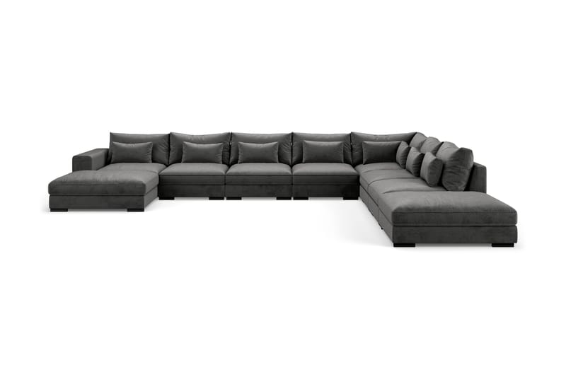 Dubai U-modulsoffa Large med Divan Vänster Sammet Mörkgrå - Möbler - Vardagsrum - Soffor - Modulsoffor - Komplett modulsoffa