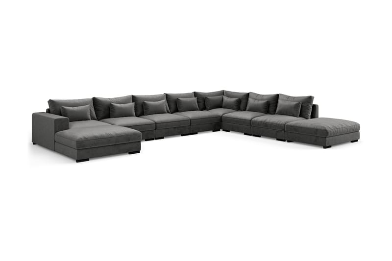 Dubai U-modulsoffa Large med Divan Vänster Sammet Mörkgrå - Möbler - Vardagsrum - Soffor - Modulsoffor - Komplett modulsoffa