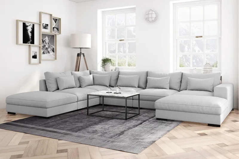 Dubai U-modulsoffa med Divan Höger Extra Djup - Ljusgrå - Möbler - Vardagsrum - Soffor - U-soffor