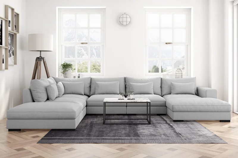 Dubai U-modulsoffa med Divan Höger Extra Djup - Ljusgrå - Möbler - Vardagsrum - Soffor - U-soffor