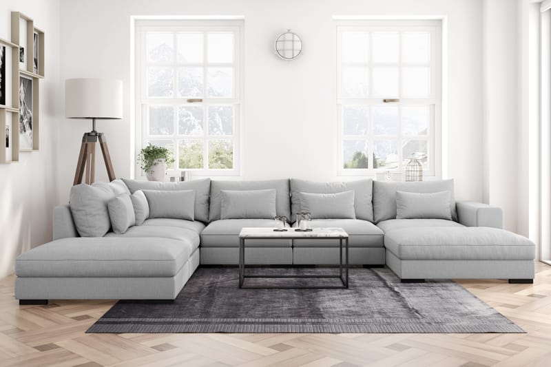 Dubai U-modulsoffa med Divan Höger Ljusgrå - Möbler - Vardagsrum - Soffor - Modulsoffor - Komplett modulsoffa