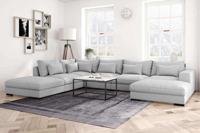 Dubai U-modulsoffa med Divan Höger Ljusgrå - Möbler - Vardagsrum - Soffor - Modulsoffor - Komplett modulsoffa