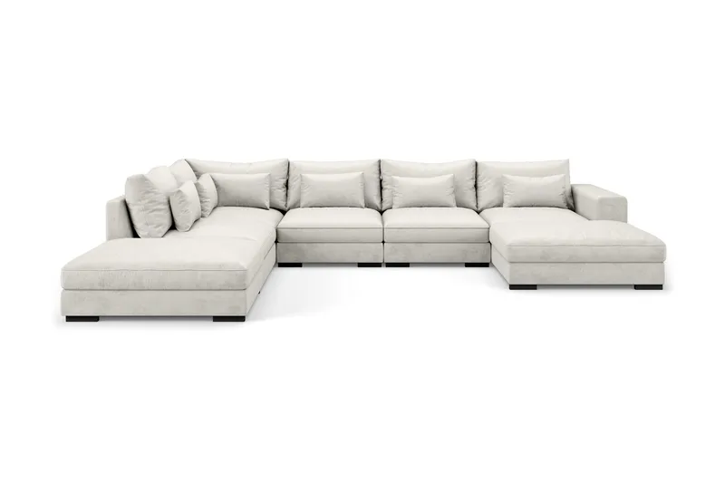 Dubai U-modulsoffa med Divan Höger Sammet Extra Djup - Vit - Möbler - Vardagsrum - Soffor - Modulsoffor - Komplett modulsoffa