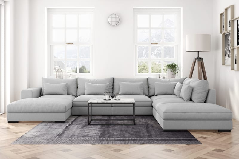 Dubai U-modulsoffa med Divan Vänster Ljusgrå - Möbler - Vardagsrum - Soffor - Modulsoffor - Komplett modulsoffa