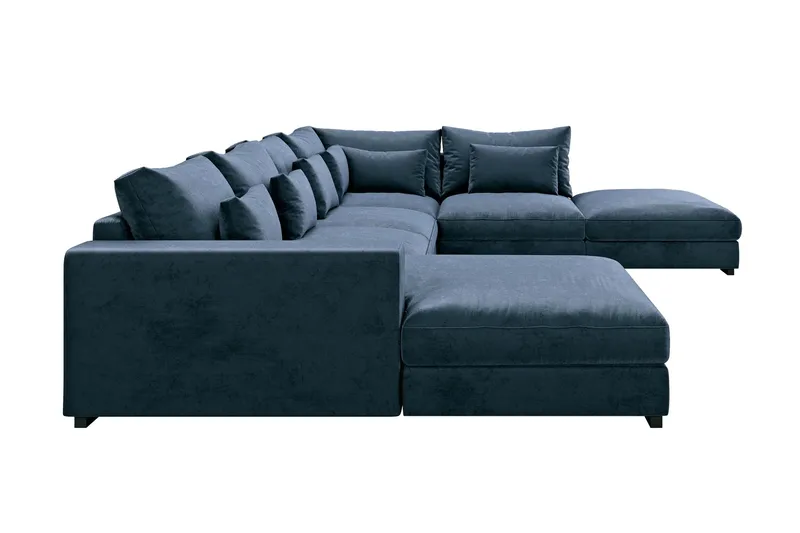 Dubai U-modulsoffa med Divan Vänster Sammet - Blå - Möbler - Vardagsrum - Soffor - Modulsoffor - Komplett modulsoffa