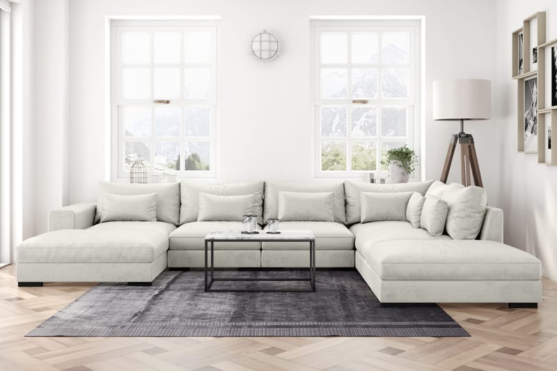 Dubai U-modulsoffa med Divan Vänster Sammet Vit - Möbler - Vardagsrum - Soffor - Modulsoffor - Komplett modulsoffa