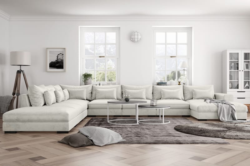 HAVANA U-modulsoffa Large med Divan Höger Sammet Vit - Möbler - Vardagsrum - Soffor - Modulsoffor - Komplett modulsoffa