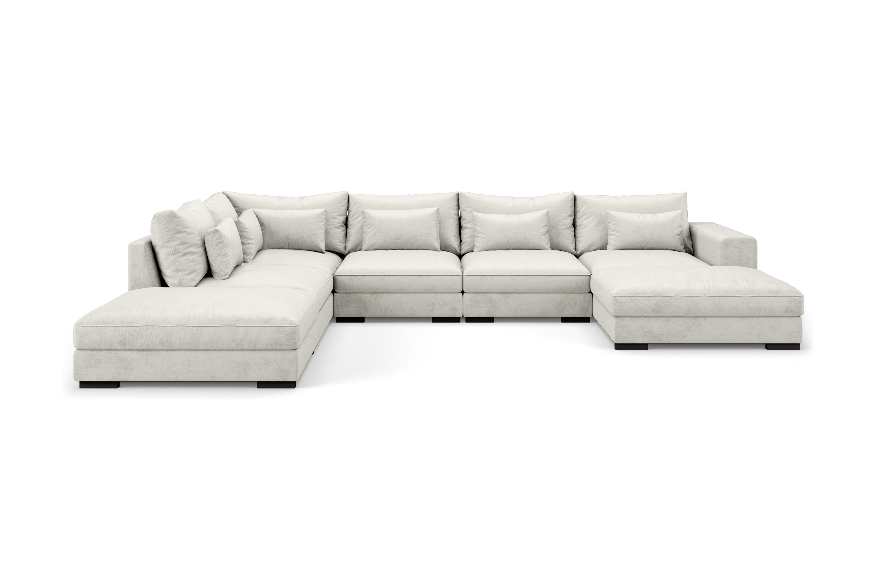 havana u-modulsoffa med divan höger sammet vit -