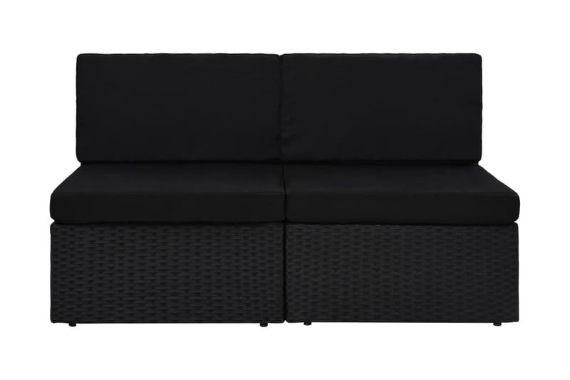 Modulsoffa Utomhus 2-sits konstrotting svart - Svart - Utemöbler - Loungemöbler