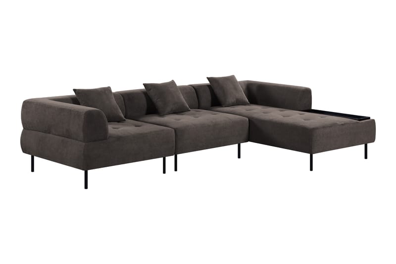 YELVERTON 3-sits Modulsoffa Divan Höger Grå - Möbler - Vardagsrum - Soffor - Modulsoffor - Komplett modulsoffa