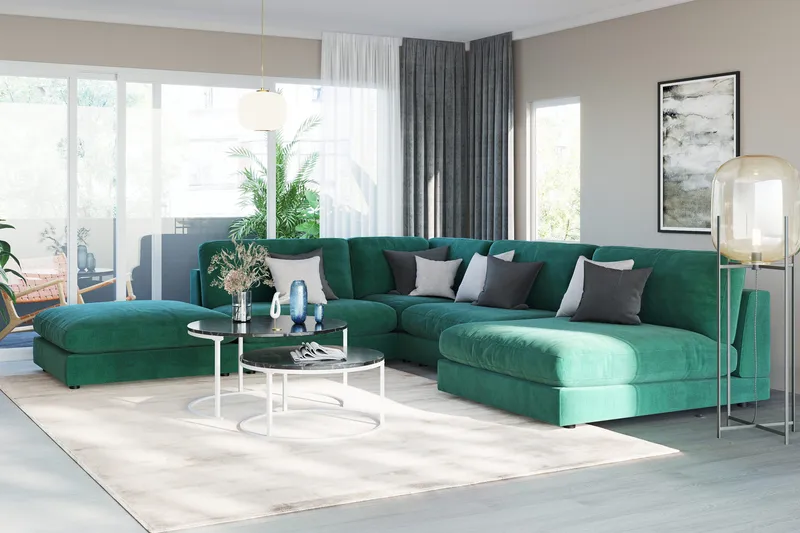 Arken 1-sits Mittmodul i Sammet 70 cm bred - Grön - Möbler - Vardagsrum - Soffor - Modulsoffor - Mittmodul