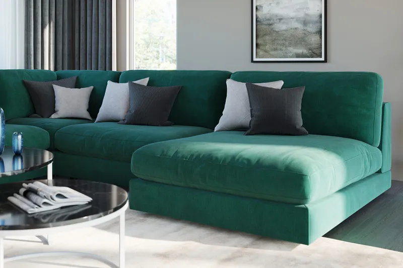 Arken 1-sits Mittmodul i Sammet 70 cm bred - Grön - Möbler - Vardagsrum - Soffor - Modulsoffor - Mittmodul