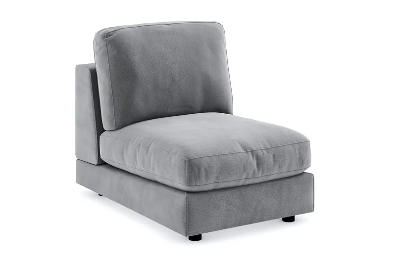 Arken 1-sits Mittmodul i Sammet 70 cm bred, Ljusgrå