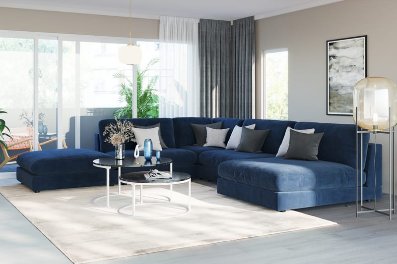 Arken 1-sits Mittmodul i Sammet 90 cm bred - Blå - Möbler - Vardagsrum - Soffor - Modulsoffor - Mittmodul