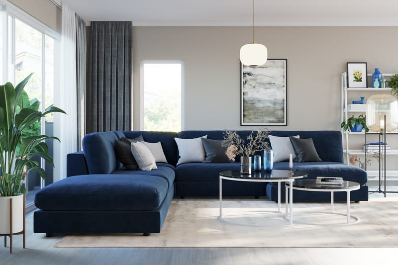 Arken 1-sits Mittmodul i Sammet 90 cm bred - Blå - Möbler - Vardagsrum - Soffor - Modulsoffor - Mittmodul