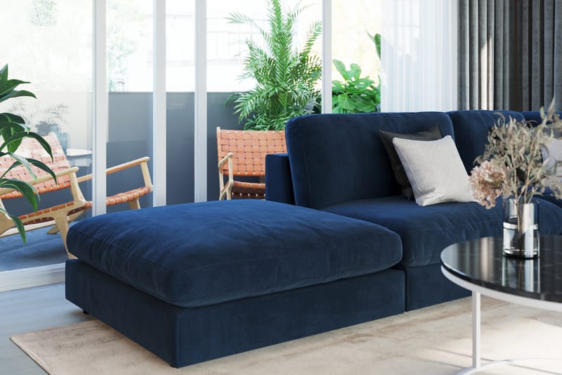 Arken 1-sits Mittmodul i Sammet 90 cm bred - Blå - Möbler - Vardagsrum - Soffor - Modulsoffor - Mittmodul