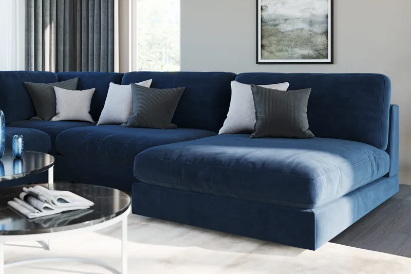 Arken 1-sits Mittmodul i Sammet 90 cm bred - Blå - Möbler - Vardagsrum - Soffor - Modulsoffor - Mittmodul