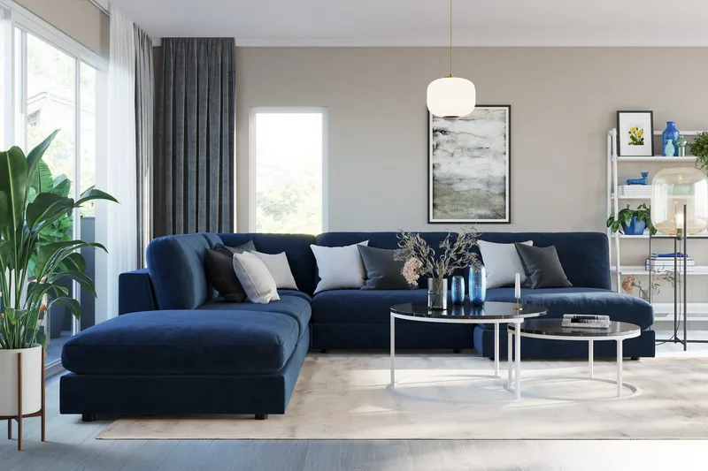 Arken 1-sits Mittmodul i Sammet 90 cm bred - Blå - Möbler - Vardagsrum - Soffor - Modulsoffor - Mittmodul