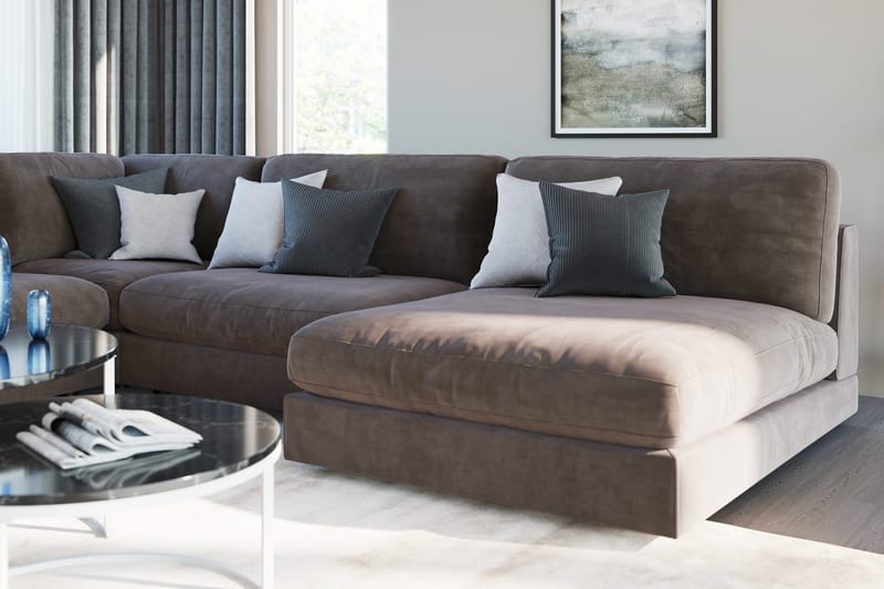 Arken 1-sits Mittmodul i Sammet 90 cm bred - Brun - Möbler - Vardagsrum - Soffor - Modulsoffor - Mittmodul