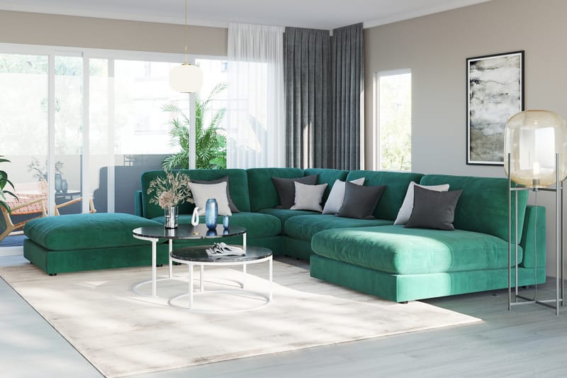 Arken 1-sits Mittmodul i Sammet 90 cm bred - Grön - Möbler - Vardagsrum - Soffor - Modulsoffor - Mittmodul