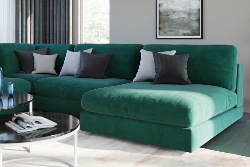 Arken 1-sits Mittmodul i Sammet 90 cm bred - Grön - Möbler - Vardagsrum - Soffor - Modulsoffor - Mittmodul