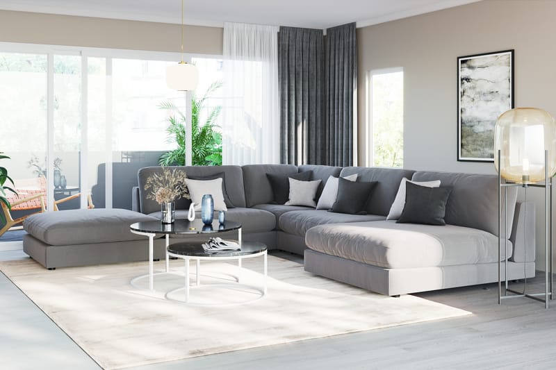 Arken 1-sits Mittmodul i Sammet 90 cm bred - Ljusgrå - Möbler - Vardagsrum - Soffor - Modulsoffor - Mittmodul