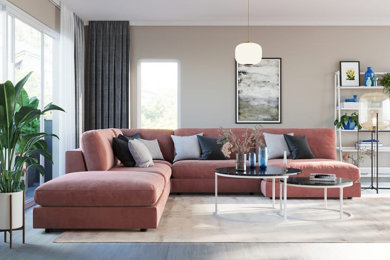 Arken 1-sits Mittmodul i Sammet 90 cm bred - Rosa - Möbler - Vardagsrum - Soffor - Modulsoffor - Mittmodul