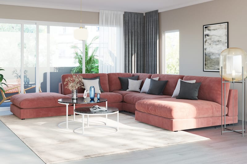 Arken 1-sits Mittmodul i Sammet 90 cm bred - Rosa - Möbler - Vardagsrum - Soffor - Modulsoffor - Mittmodul