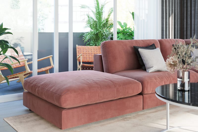 Arken 1-sits Mittmodul i Sammet 90 cm bred - Rosa - Möbler - Vardagsrum - Soffor - Modulsoffor - Mittmodul