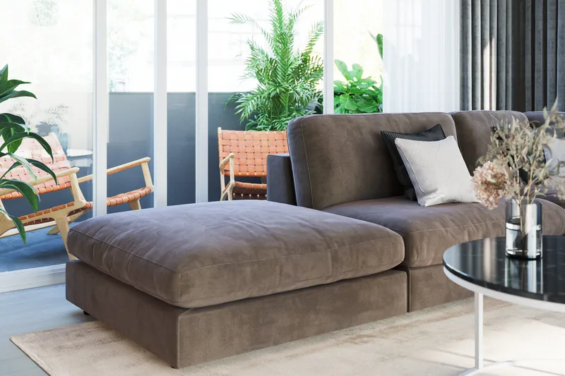 Arken 2-sits Mittmodul i Sammet 120 cm bred - Brun - Möbler - Vardagsrum - Soffor - Modulsoffor - Mittmodul