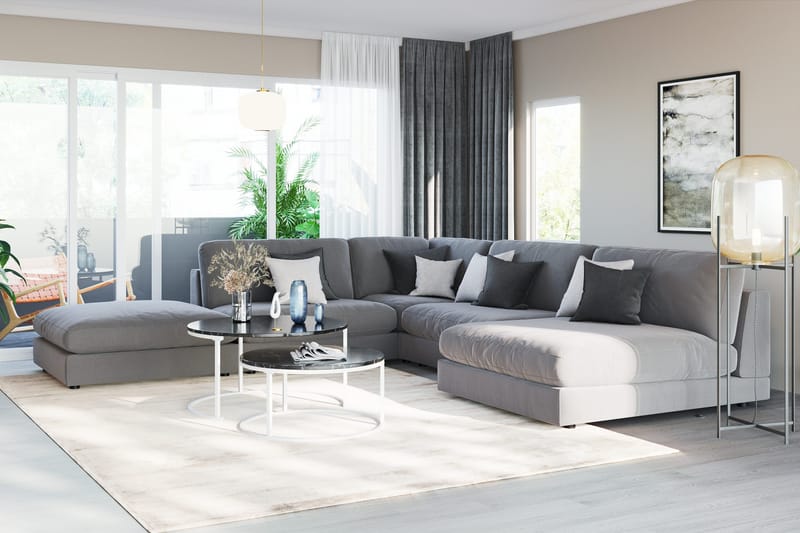 Arken 2-sits Mittmodul i Sammet 120 cm bred - Ljusgrå - Möbler - Vardagsrum - Soffor - Modulsoffor - Mittmodul