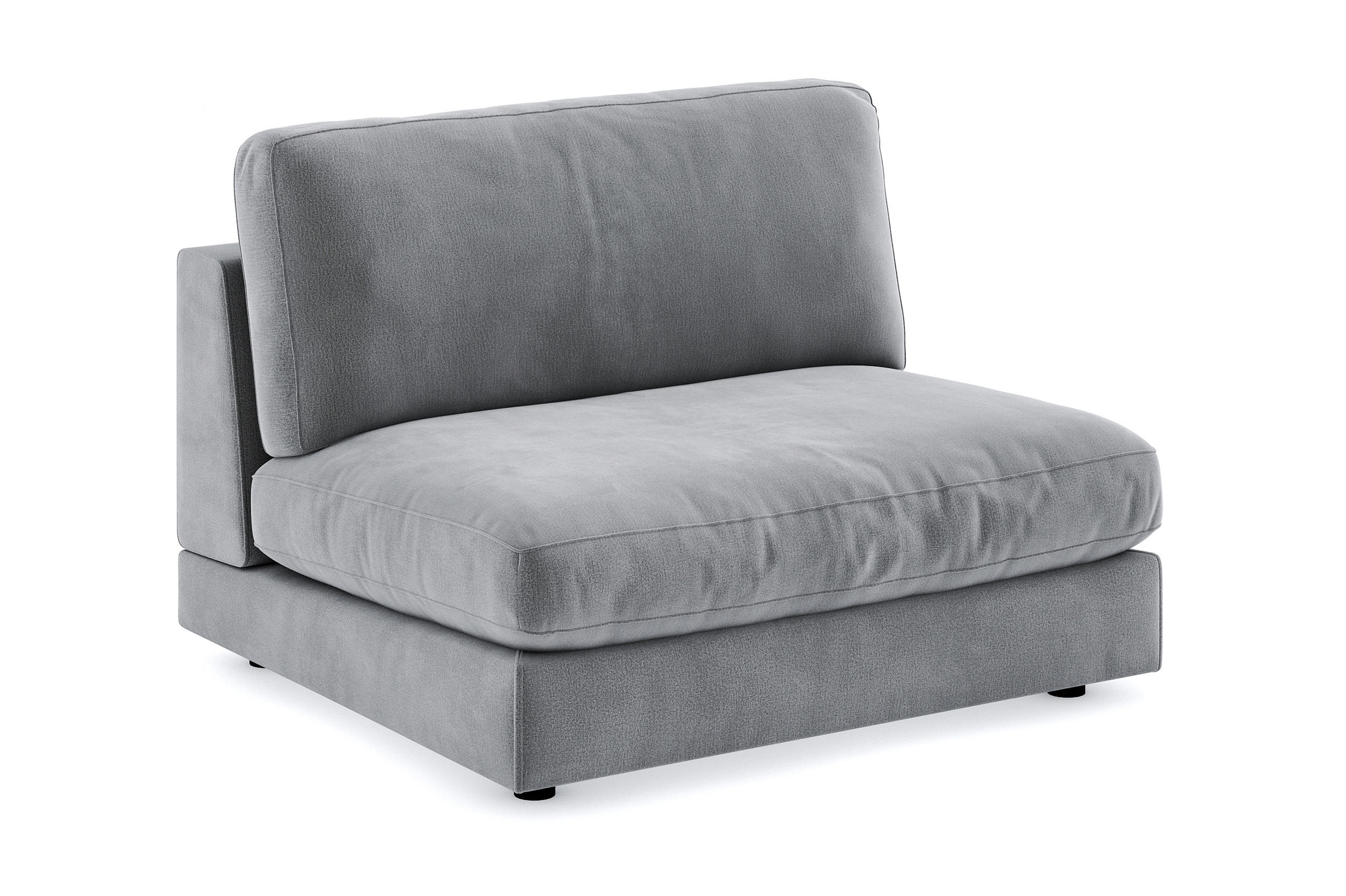 arken 2-sits mittmodul i sammet 120 cm bred - ljusgrå