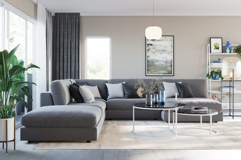 Arken 2-sits Mittmodul i Sammet 120 cm bred - Ljusgrå - Möbler - Vardagsrum - Soffor - Modulsoffor - Mittmodul