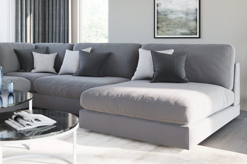 Arken 2-sits Mittmodul i Sammet 120 cm bred - Ljusgrå - Möbler - Vardagsrum - Soffor - Modulsoffor - Mittmodul